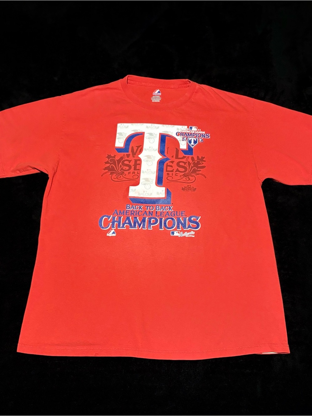 Texas Rangers Majestic 2011 Back to Back American League Champions tee men’s XL